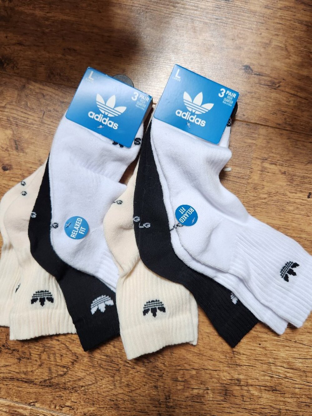 ADIDAS Men's High Quarter Socks - 6 Pairs - Large - NEW NWT